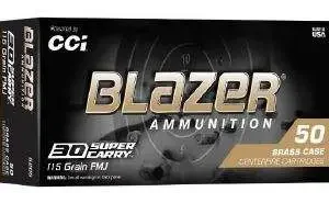 CCI 30 SUPER CARRY 115GR FMJ BLAZER BRASS 50 RD/BX 20 BX/CS