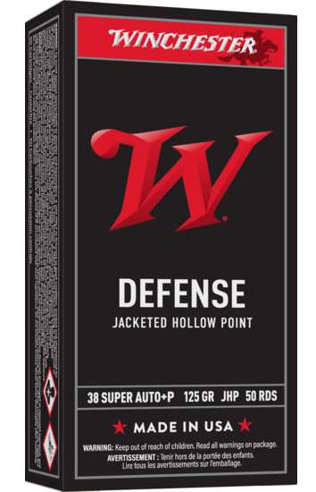 WINCHESTER 38 SUPER AUTO JHP 125 GR 50 RD/BX 10 BX/CS