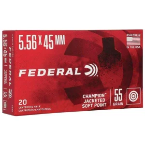 FEDERAL 556X45 55G CHAMPION JACKETED SOFT POINT 20RD BX 500RD CS