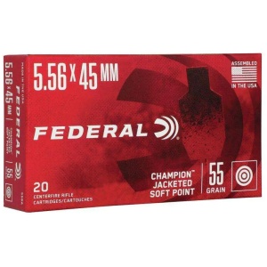 FEDERAL 556X45 55G CHAMPION JACKETED SOFT POINT 20RD BX 500RD CS