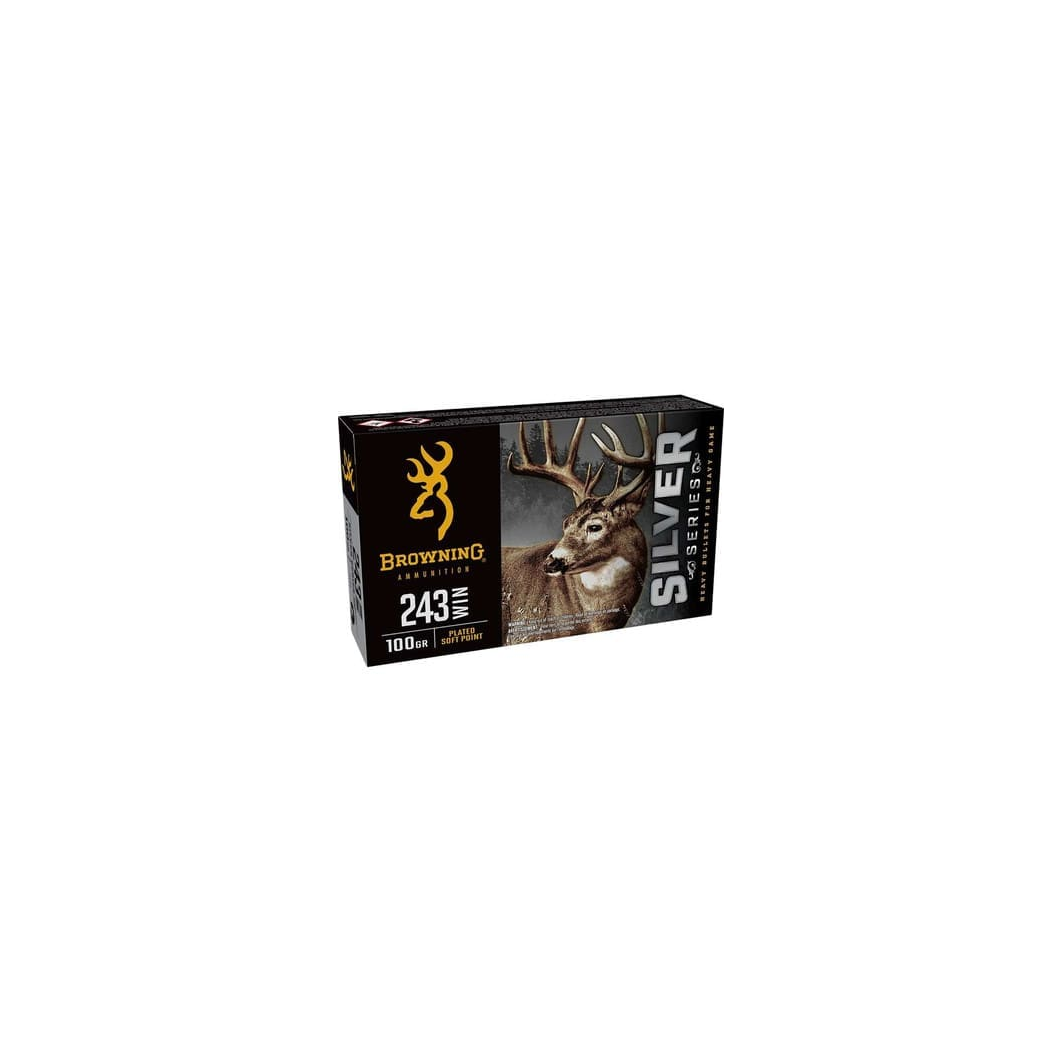 Browning 243 Winchester Ammunition Silver Series B192602431 100 Grain Plated Soft Point 20 Rounds - Image 2