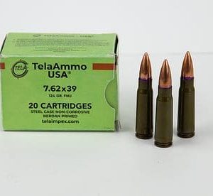 TelaAmmo 7.62x39mm Ammunition TELA76239124 124 Grain Steel Cased Full Metal Jacket 20 Rounds