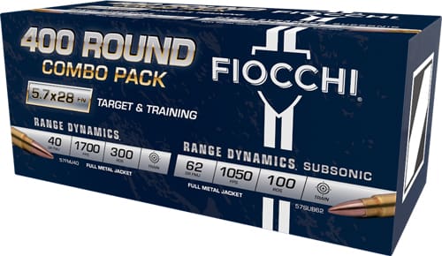 FIOCCHI 5.7X28 300RD 40GR FMJ - 100RD 62GR FMJ COMBO PACK
