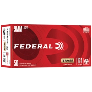 FEDERAL CHAMPION BRASS 9MM - 124GR FMJ 50RD 20BX/CS