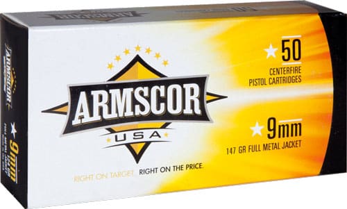 ARMSCOR 9MM LUGER 147GR FMJ - 50RD 20BX/CS SUBSONIC