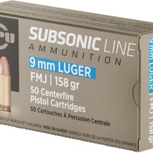 PPU SUBSONIC 9MM LUGER 158GR - FMJ 50RD 20BX/CS
