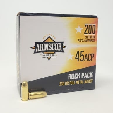 Armscor 45 Auto Ammunition ARM50093 230 Grain Full Metal Jacket Rock Pack 200 Rounds