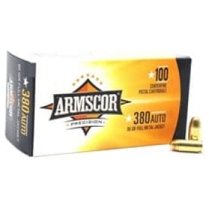 Armscor 380 Auto Ammunition 95 Grain Full Metal Jacket Value Pack 100 Rounds