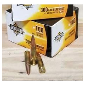 Armscor 300 AAC Blackout Ammunition ARM50446 147 Grain Full Metal Jacket 100 Rounds