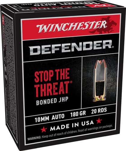 WINCHESTER DEFENDER 10MM 180GR - BONDED JHP 20RD 10BX/CS