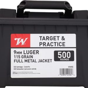 WINCHESTER 9MM LUGER 115GR FMJ - RN CASE OF (2) 500RD AMMO CANS