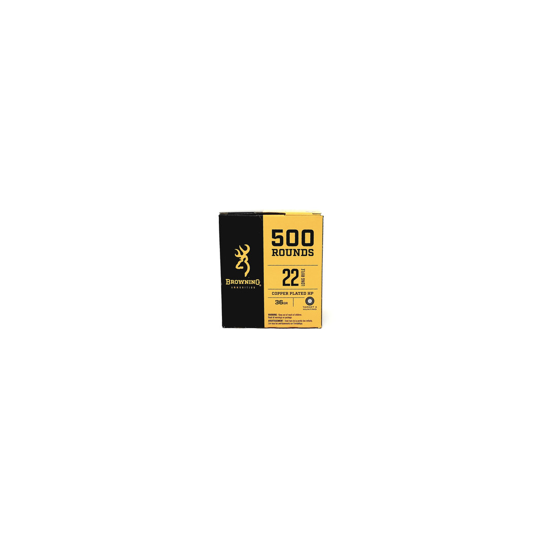 Browning 22 LR Ammunition BPR B194122000 36 Grain Copper Plated Hollow Point Value Pack of 500 Rounds - Image 2