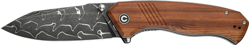 CIVIVI KNIFE PLACOID 3.67" - WOOD/DIMASCUS BLADE LINER LOCK - Image 2