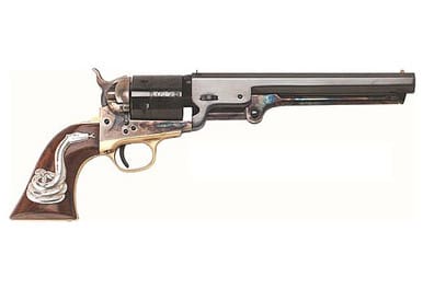 Cimarron CA9081SSI01 Man With No Name Conversion.38 Special 7.5" 6 Rounds Case Hardened w/ Silver Rattle Snake Inlay RH Side