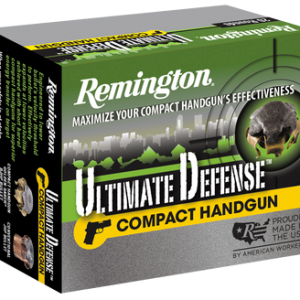 Remington 45 ACP Ammunition Ultimate Defense Compact CHD45APBN 230 Grain Brass Jacket Hollow Point 20 Rounds