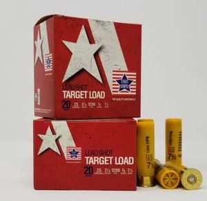 Stars and Stripes 20 Gauge Ammunition Target Loads CT82475 2-3/4" 7-1/2 Shot 7/8oz 1200fps Case 250 Rounds