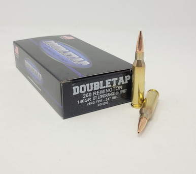 DoubleTap 260 Rem Ammunition 260R140LR 140 Grain Hollow Point Boat Tail 20 Rounds