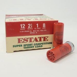Estate 12 Gauge Ammunition Super Sport Competition Load SS12L18 2-3/4" 1oz #8 shot 1180fps Case of 250 rounds