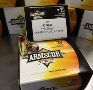 Armscor 40 S&W Ammunition 180 Grain Jacketed Hollow Point JHP 20 rounds