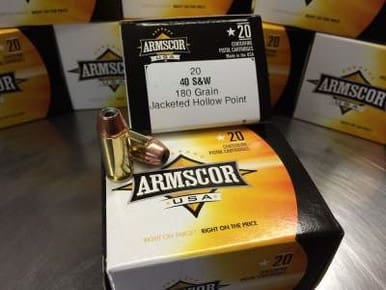 Armscor 40 S&W Ammunition 180 Grain Jacketed Hollow Point JHP 20 rounds