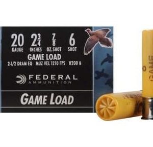 Federal 20 Gauge H2006 Game-Shok Game Load Ammunition 2-3/4" 7/8 oz #6 Shot 250 rounds