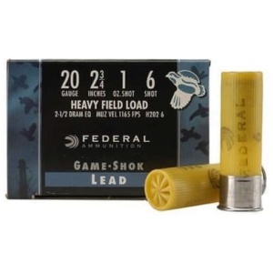 Federal 20 Gauge H2026 Game-Shok Heavy Field Load Ammunition 2-3/4" 1 oz #6 Shot 250 rounds