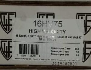 Fiocchi 16 Gauge Ammunition 16HV75 High Velocity 2-3/4" #7.5 1-1/8oz 1300 fps Case of 250 Rounds
