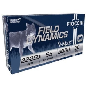 Fiocchi 22-250 Remington Extrema Ammunition FI22250HVD 55 Grain V-MAX 20 rounds