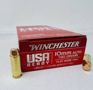 Winchester 10mm Auto Ammunition USA Ready RED10 180 Grain Flat Nose Full Metal Jacket 50 Rounds