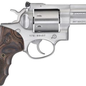 RUGER GP100 357MAG 3" FS - STAINLESS WOOD UNFLUTED CYL.