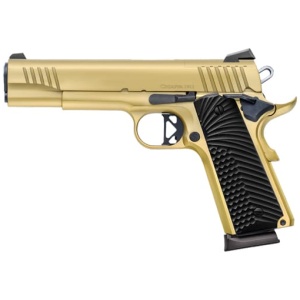 CHIAPPA 1911 SUPERIOR GRADE - 38 SUPER 5" GOLD G10 BLK GRIPS