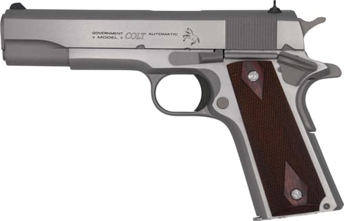 COLT GOVERNMENT 1911 45ACP 5" - 7RD STAINLESS ROSEWOOD