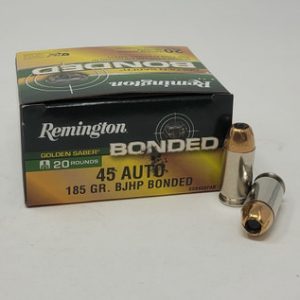 Remington Golden Saber 45 Auto GSB45APAB 185 Grain Bonded Jacket Hollow Point 20 Rounds