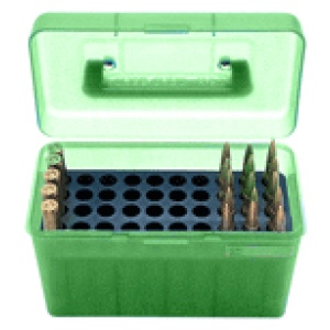 MTM DELUXE AMMO BOX 50-ROUNDS - LG RIFLE 220 SWIFT-30/06 GREEN