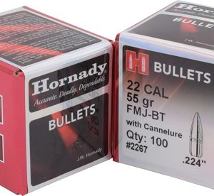 HORNADY BULLETS 22 CAL .224 - 55GR FMJ-BT 100CT 40BX/CS