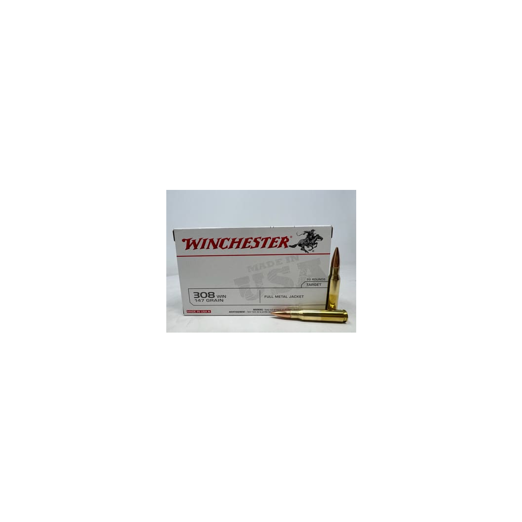 Winchester 308 Win Ammunition USA3081 147 Grain Full Metal Jacket 20 Rounds - Image 2