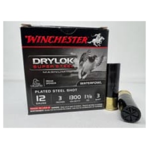 Winchester 12 Gauge Ammunition Drylok Super Steel Magnum XSM1233 #3 Plated Steel Shot 3" 1-3/8oz 1300fps 25 Rounds