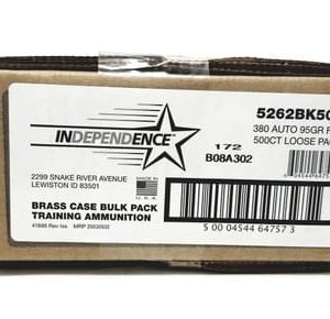 CCI 380 Auto Ammunition Independence 5262BK500 95 Grain Full Metal Jacket Loose Bulk Pack of 500 Rounds