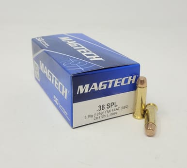 Magtech 38 Special Ammunition Sport Shooting 38Q 125 Grain Full Metal Jacket Flat Point 50 Rounds