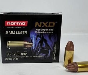 Norma 9mm Ammunition NORMA611140020 65 Grain Non-Expanding Defense 20 Rounds