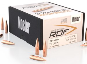 Nosler 22 Caliber (.224 Dia) Reloading Bullets Ultra-High BC 53066 70 Grain Hollow Point Boat Tail 100 Pieces