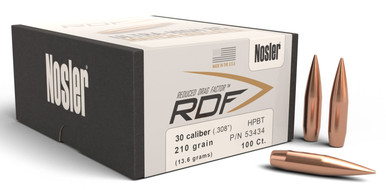 Nosler 30 Caliber (.308 Dia) Reloading Bullets Ultra-High BC 53434 210 Grain Hollow Point Boat Tail 100 Pieces