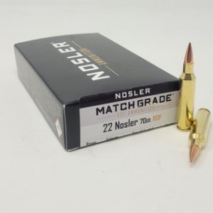 Nosler 22 Nosler Ammunition NOS60124 70 Grain RDF Hollow Point 20 Rounds