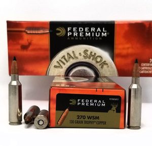 Federal 270 WSM Ammunition Vital-Shok P270WSMTC1 130 Grain Trophy Copper 20 Rounds