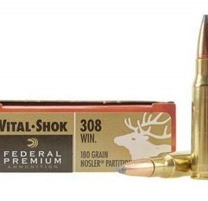 Federal 308 Win Ammunition Vital-Shok P308E 180 Grain Nosler Partition 20 rounds