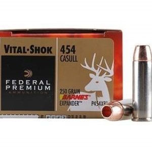 Federal 454 Casull Ammunition Vital-Shok P454XB1 250 Grain Barnes XPB Hollow Point Lead-Free 20 rounds