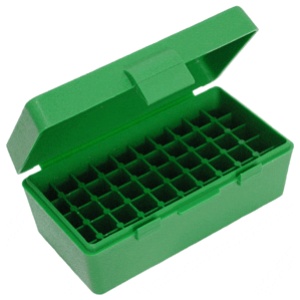MTM AMMO BOX 38/357 50-RDS - FLIP TOP STYLE GREEN