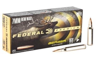 Federal 7mm Rem Mag Ammunition P7RBCH1 168 Grain Berger Hybrid Hunter 20 Rounds