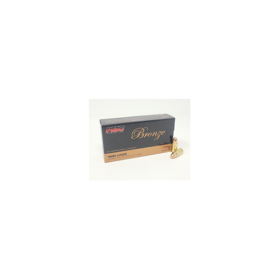 PMC 9mm Ammunition Bronze PMC9A 115 Grain Full Metal Jacket 50 Rounds - Image 2