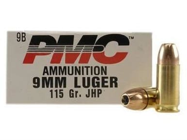 PMC 9mm Ammunition Bronze PMC9B 115 Grain Jacketed Hollow Point 50 rounds
